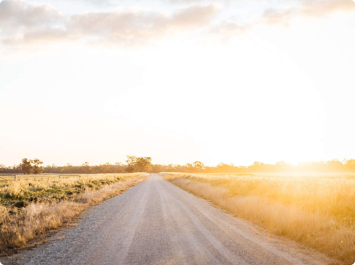 Country road at sunset